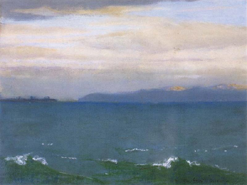 William Stott of Oldham Seascape with Distant Mountains oil painting image